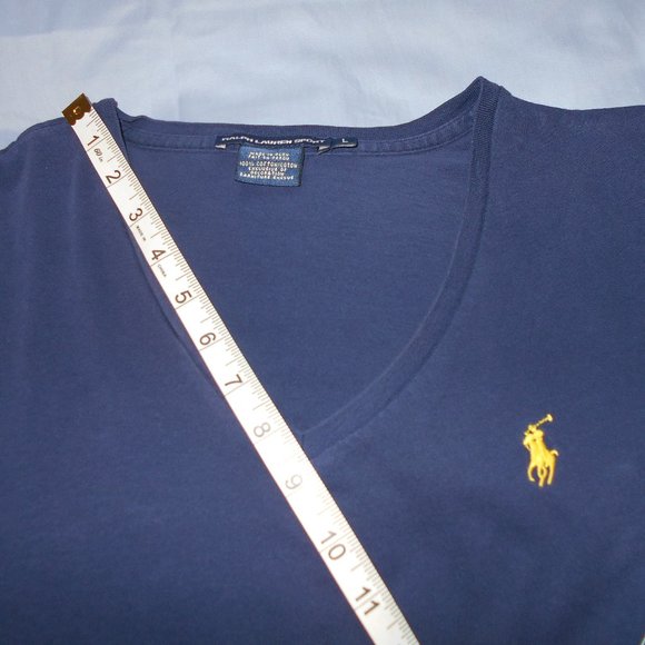 Ralph Lauren Sport V-Neck T-Shirt Navy M - L - Picture 9 of 12